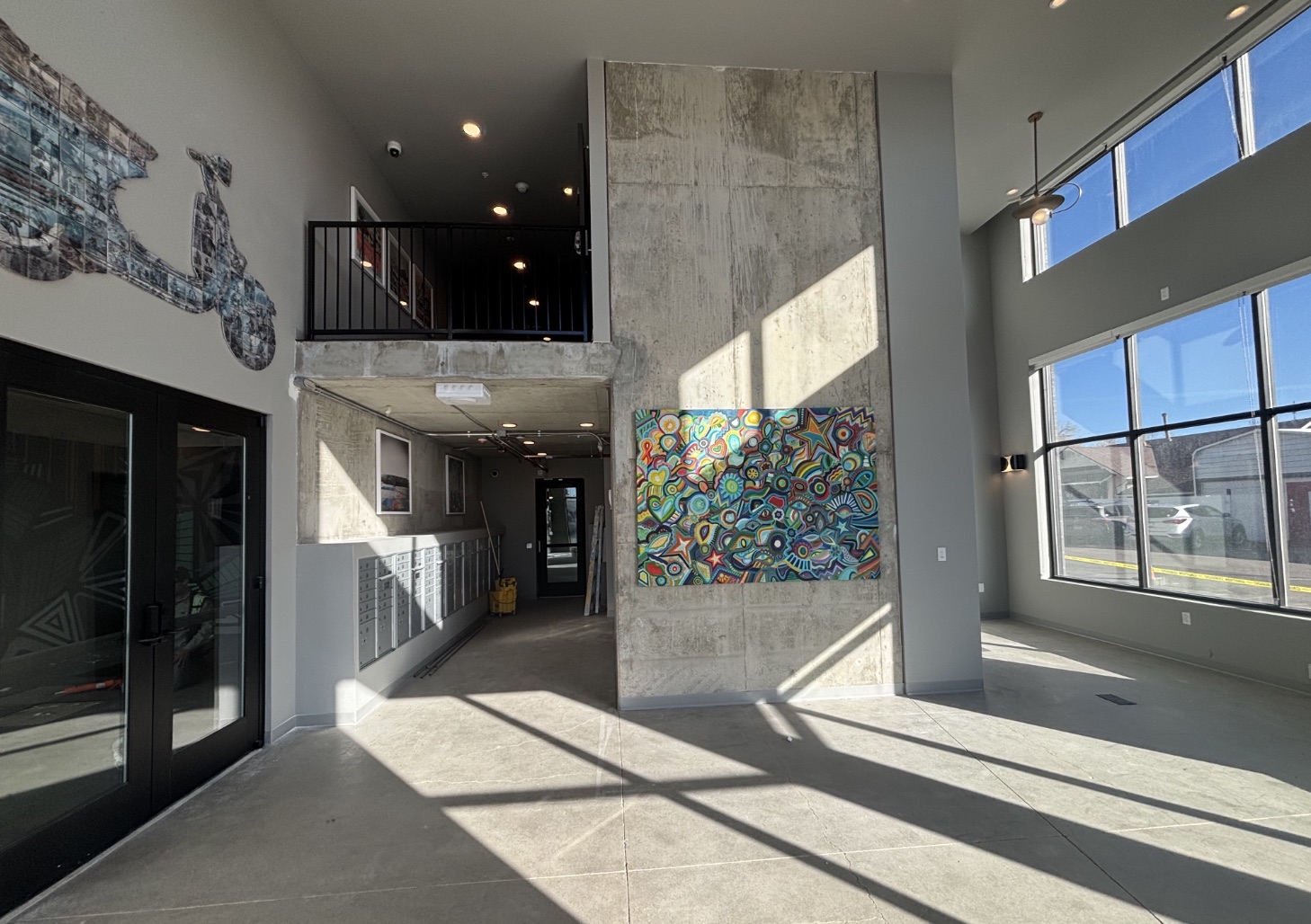 Grand entrance hall and lobby at The Cooper luxury apartment building in Lakewood, Colorado